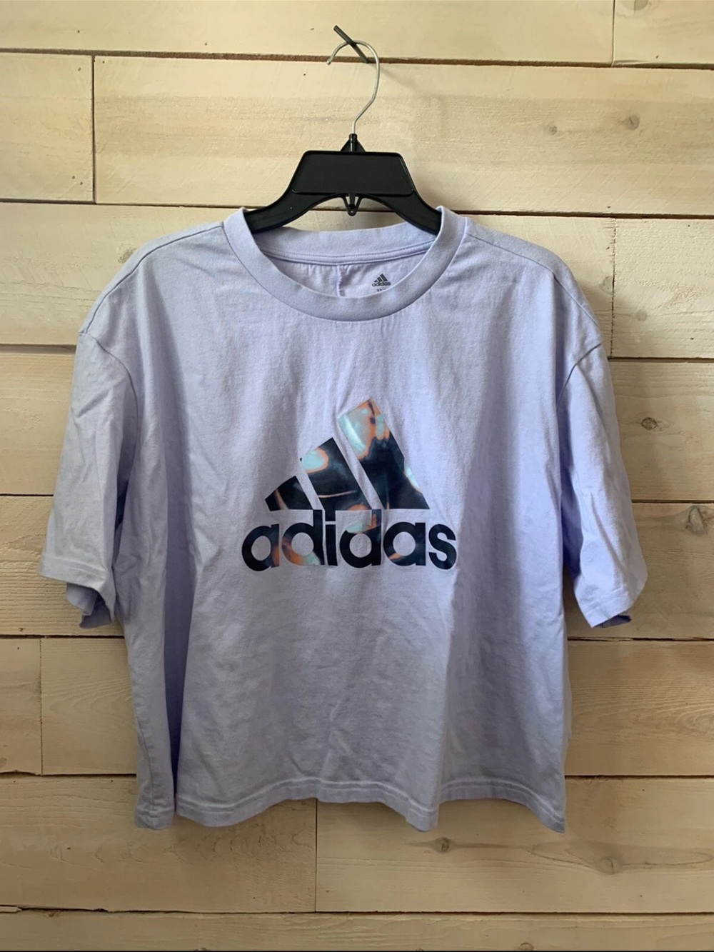 adidas Women's Lavender Logo Crop T-Shirt sz 1XL - Picture 3 of 6